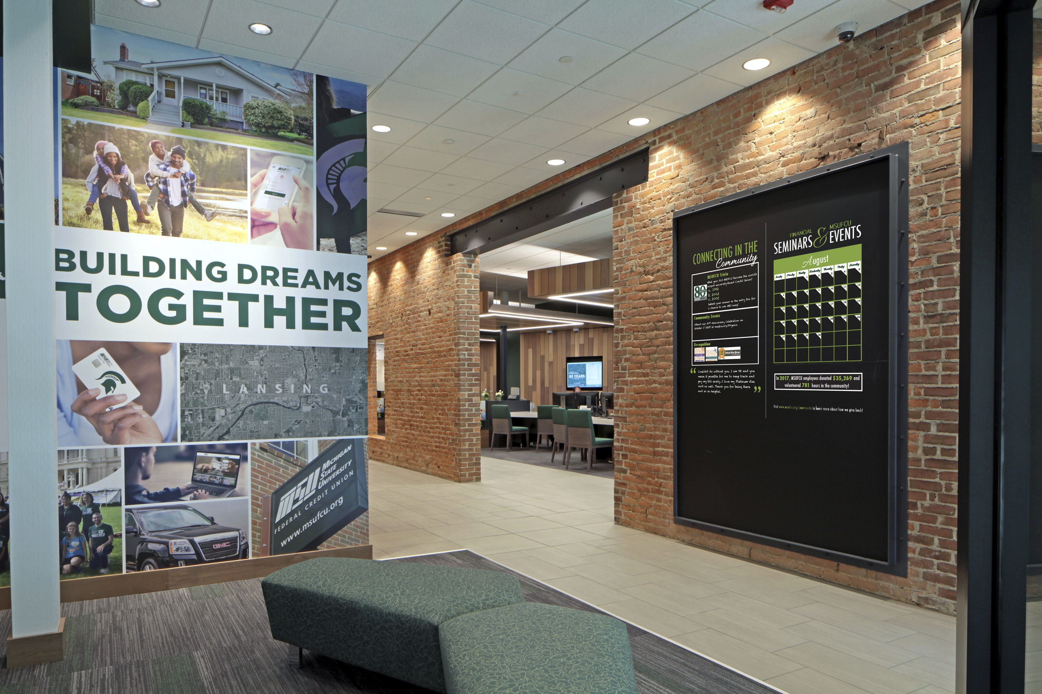 Michigan State University Federal Credit Union downtown branch lobby